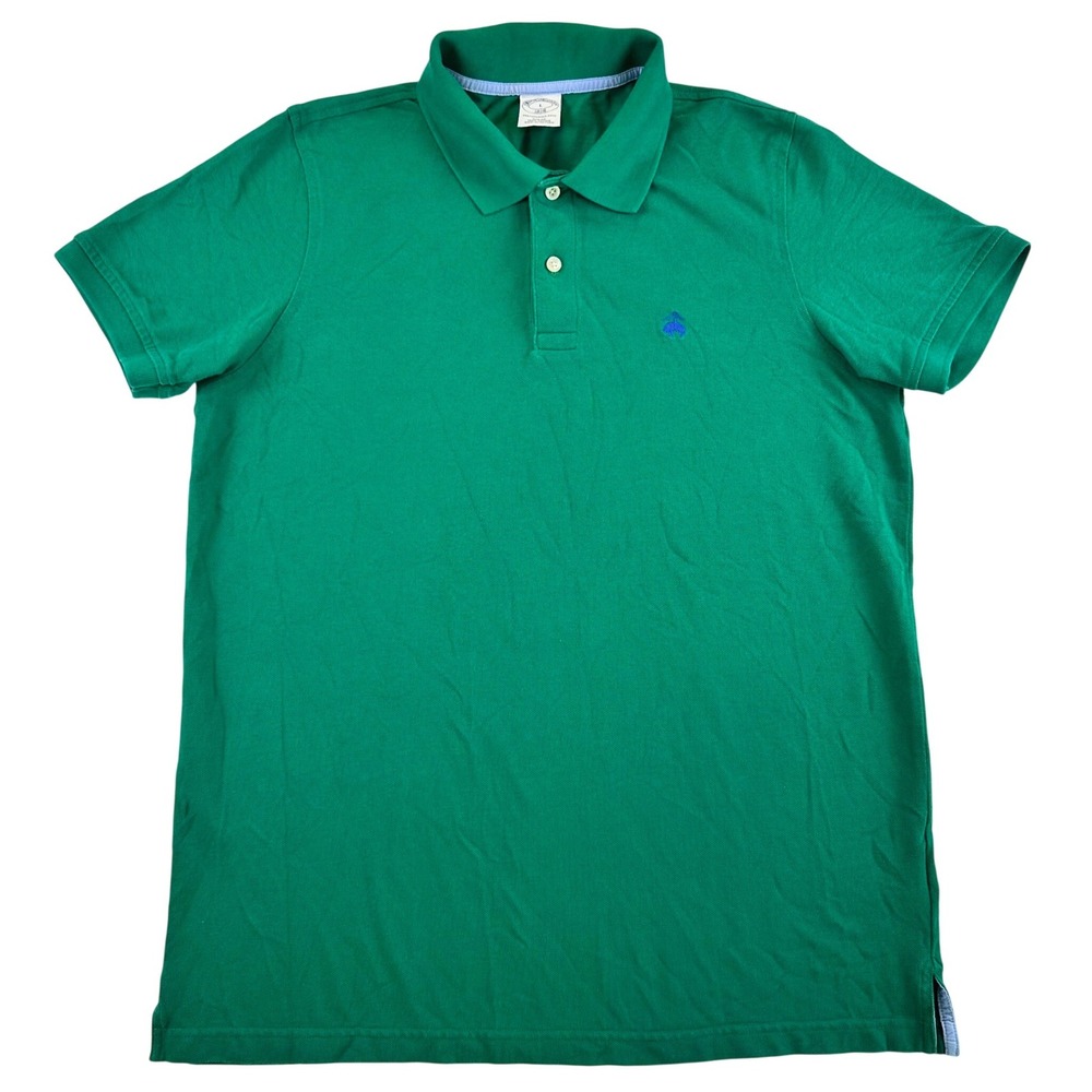 Brooks Brothers 1818 Performance Polo Slim Fit Green Cotton Mens Size L